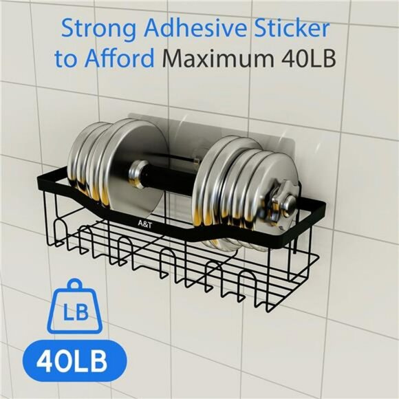 Adhesive Shower Caddy Set Rustproof Stainless Steel Wall Mounted Bathroom Organi - Picture 5 of 8